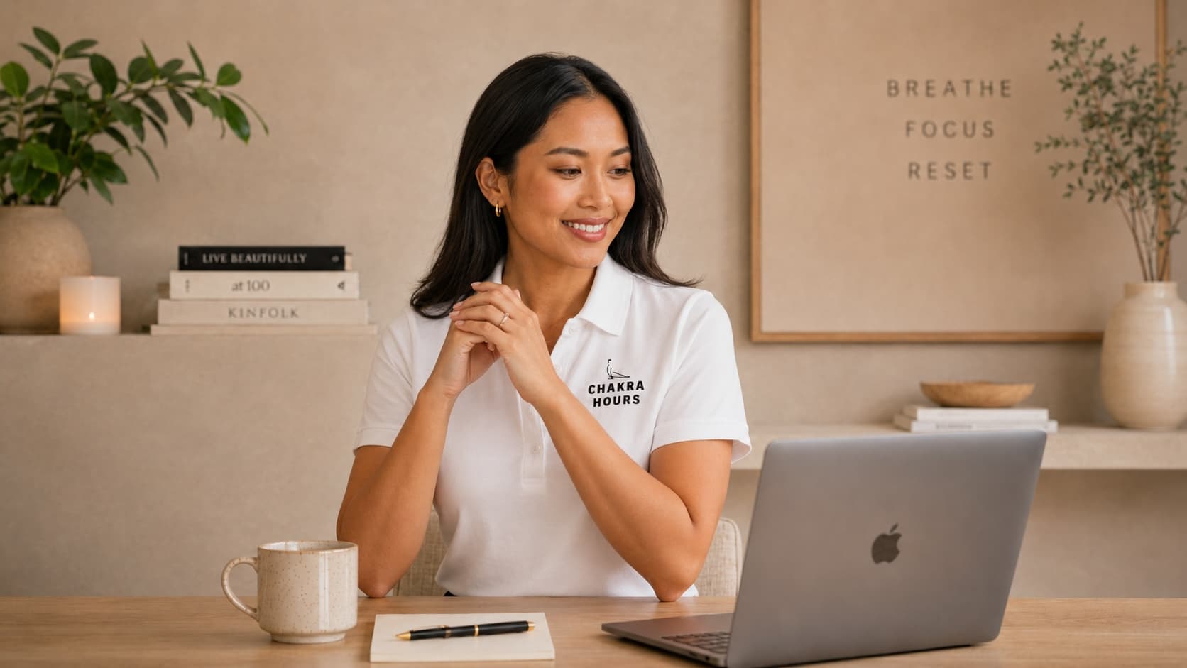 Employee winding down from digital overload during a live sleep and recovery session - sleep education for employees - Chakra Hours
